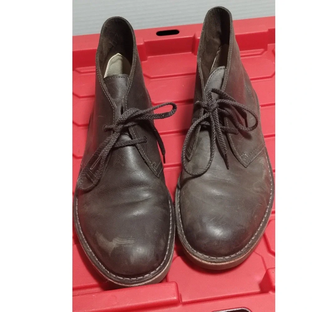 Clarks Mens Desert Boots Dark Brown Leather Chukka Ankle Lace Up Size 10.5 M